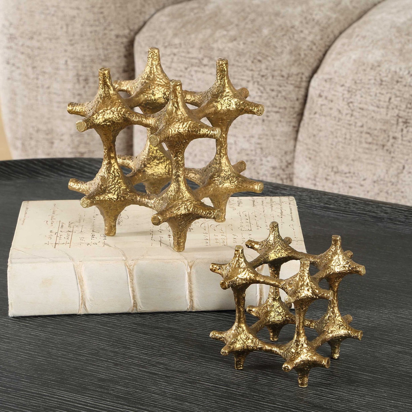 Gilded - Connection Modern Sculptures (Set of 2) - Brass / Gold