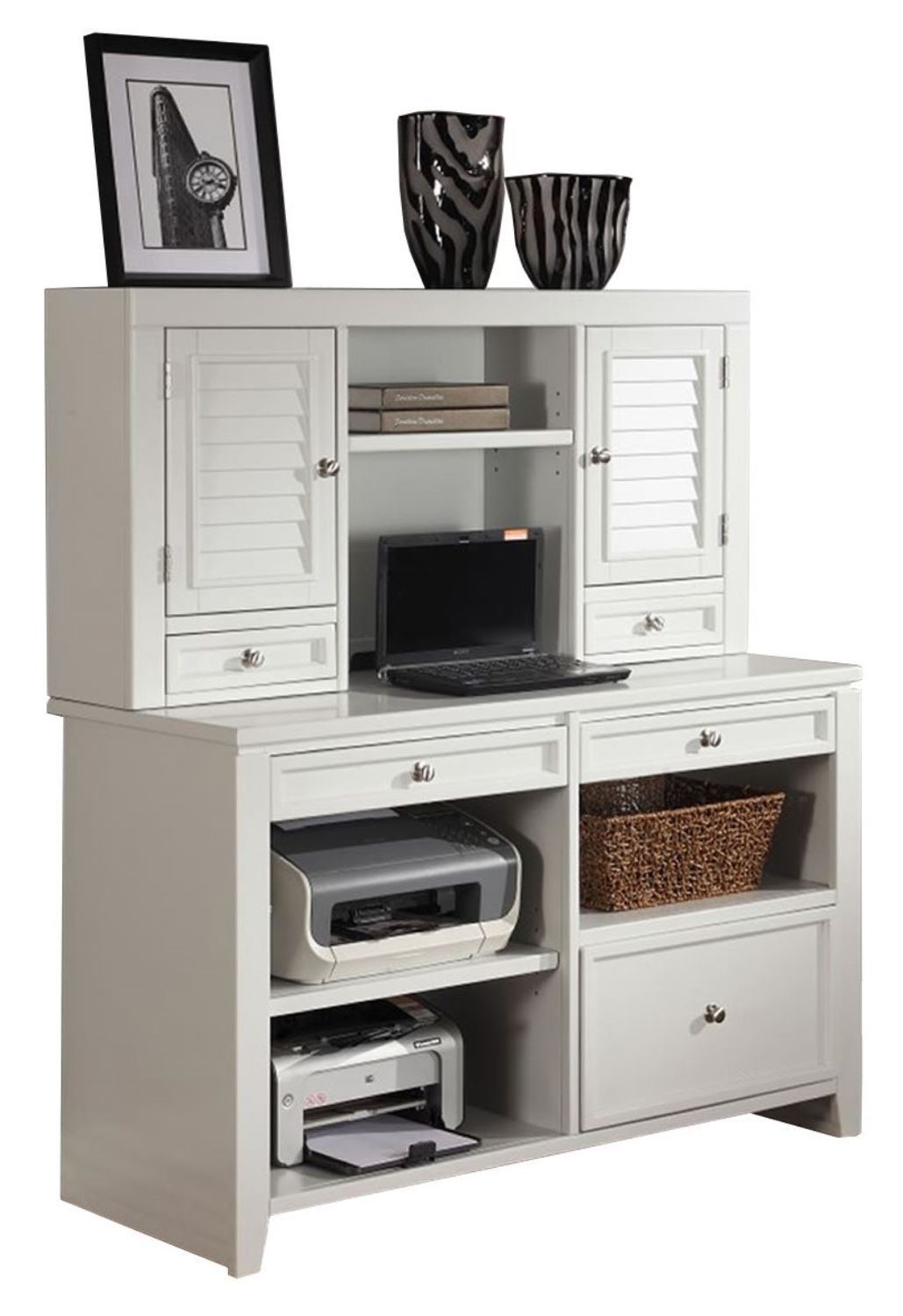 Boca - U Shape Desk With Credenza File And Hutch - Cottage White
