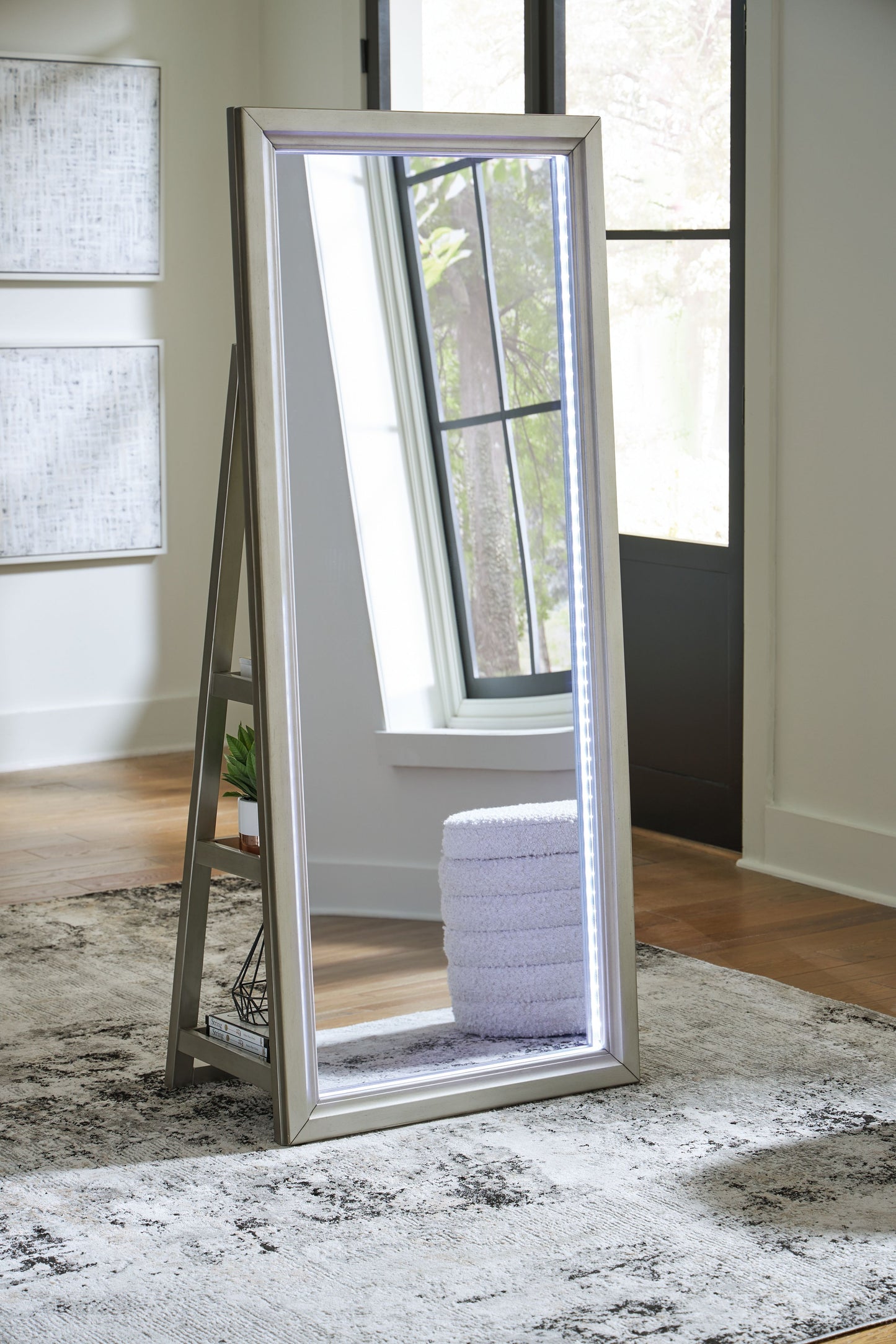 Evesen - Champagne - Floor Standing Mirror With Storage