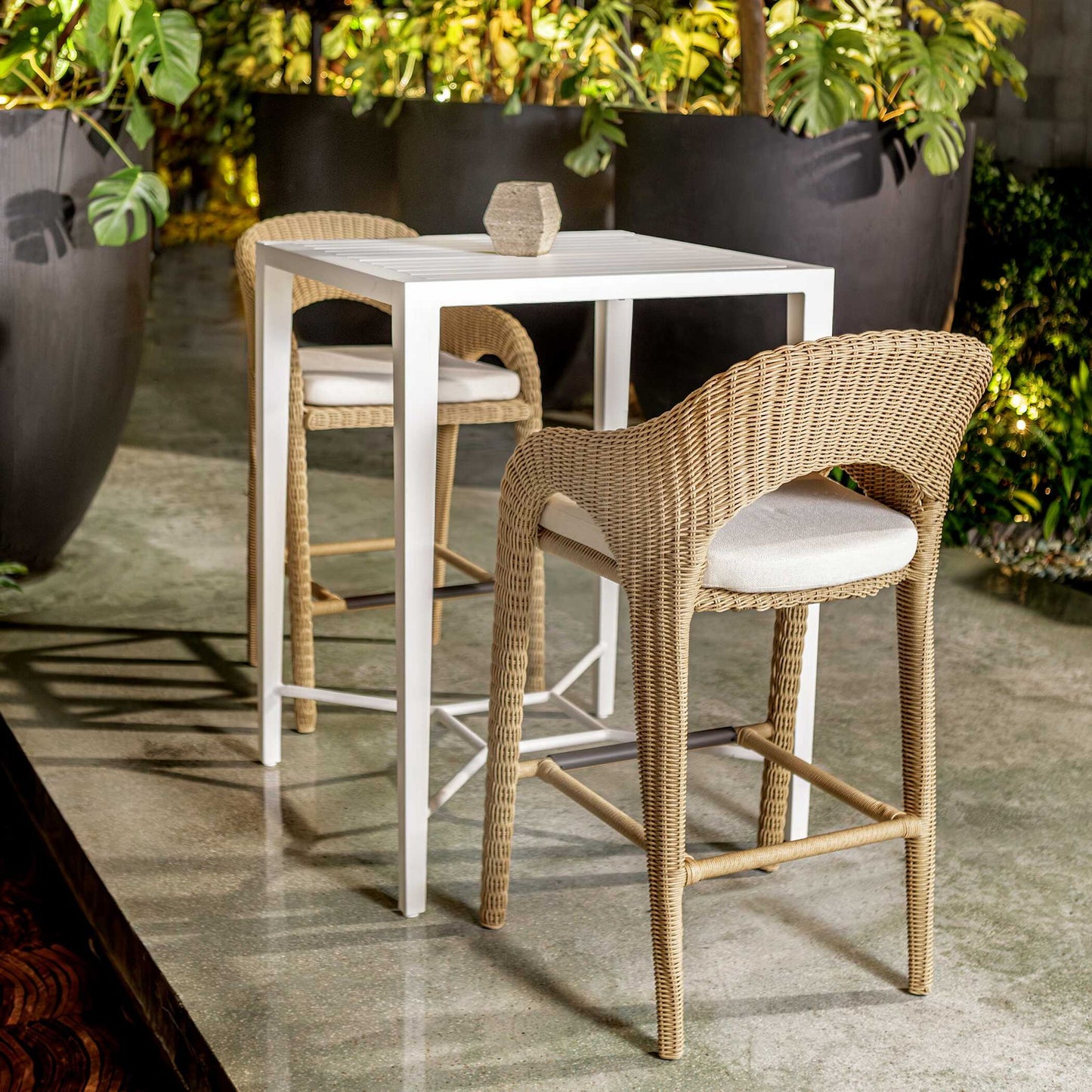 Kavali - Outdoor Wicker Counter Stool - Woodtone