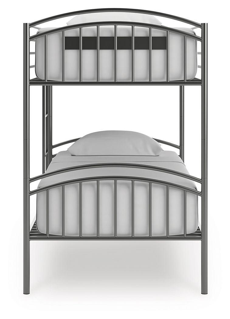 Lanceburg - 3 Pc. - Twin Over Twin Bunk Bed And 2 Mattresses - Gray