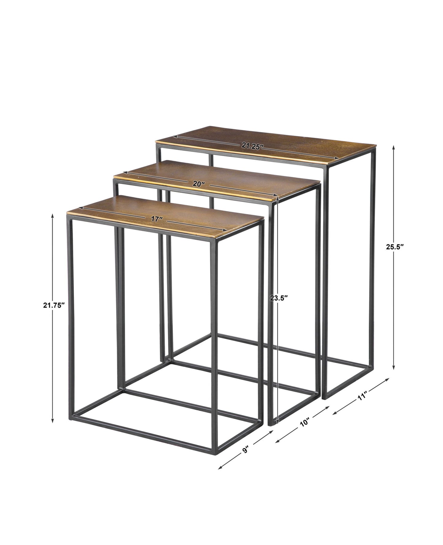 Coreene - Iron Nesting Tables (Set of 3)