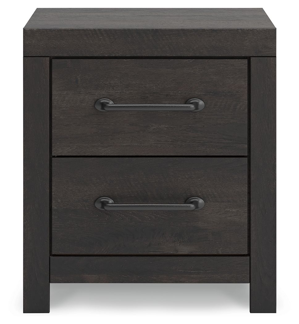 Hollivern - Dark Gray - Two Drawer Night Stand