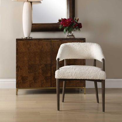 Austell - Shearling Dining Chair - Brown / White