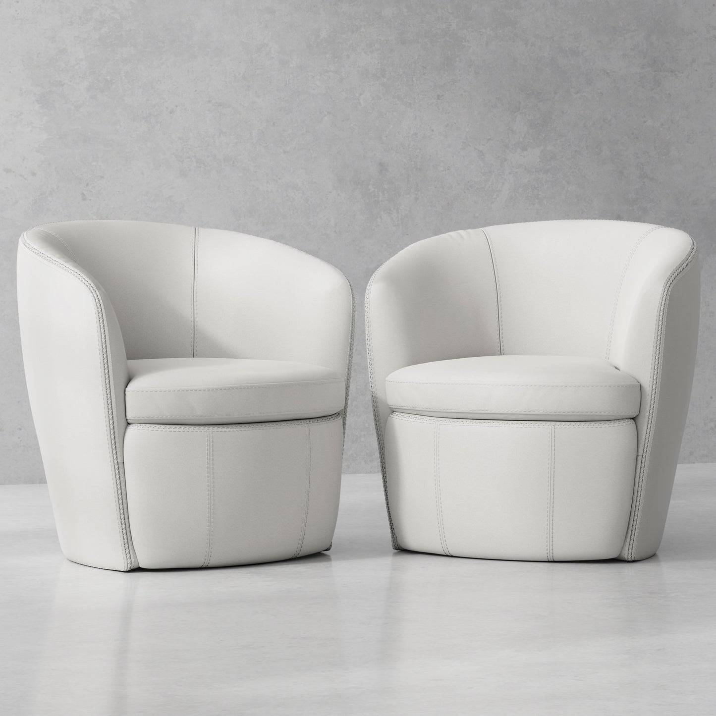 Barolo - 100% Italian Leather Swivel Club Chair (Set of 2)