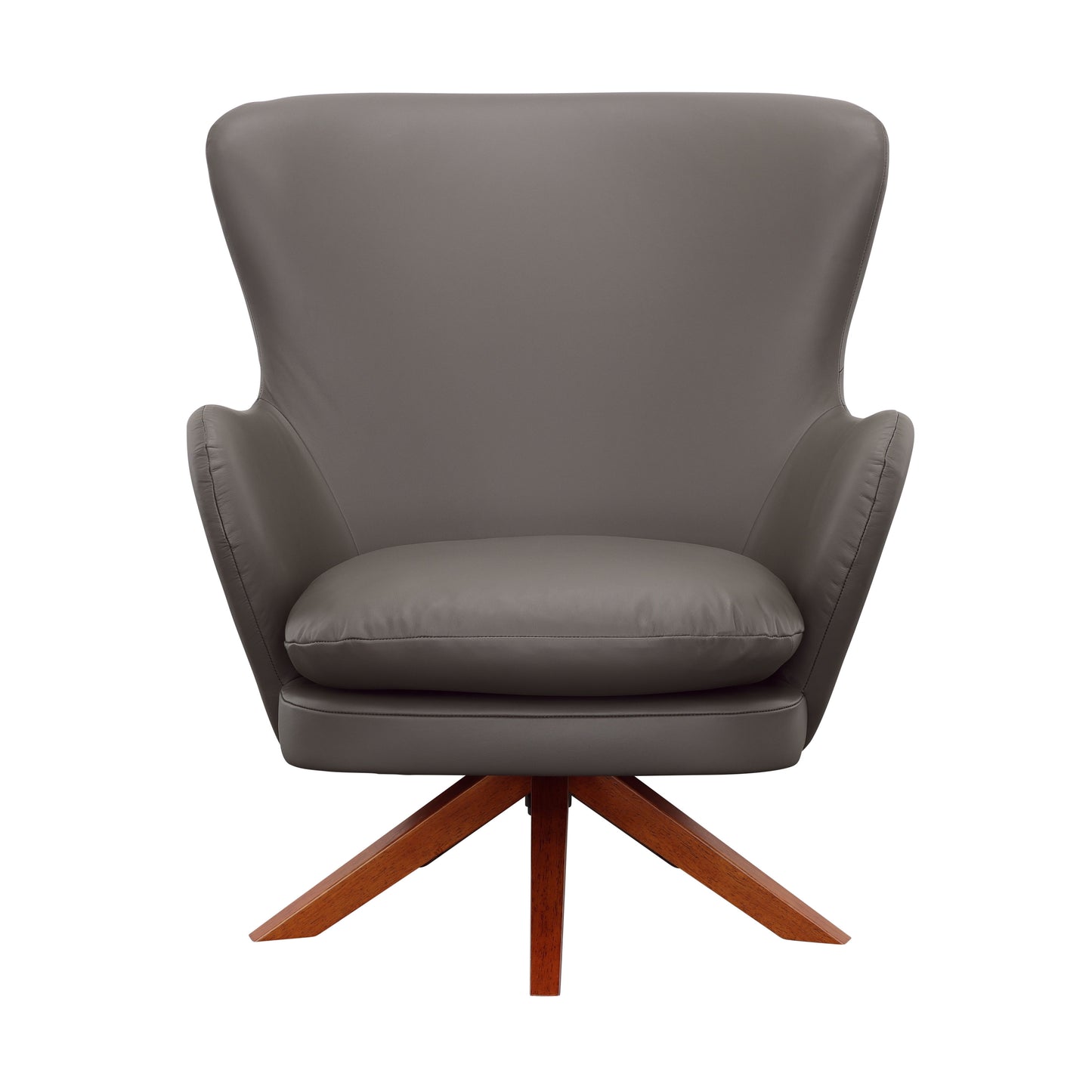 Gideon - Swivel Accent Chair - Gray / Warm Walnut