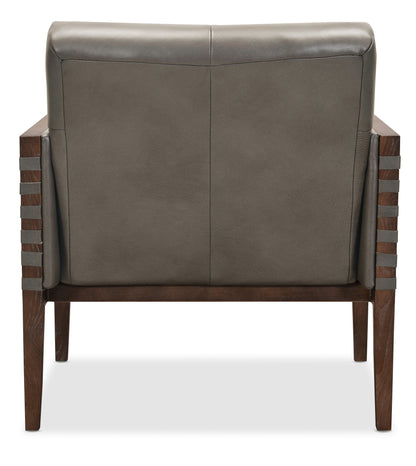 CC - Carverdale Leather Club Chair With Wood Frame