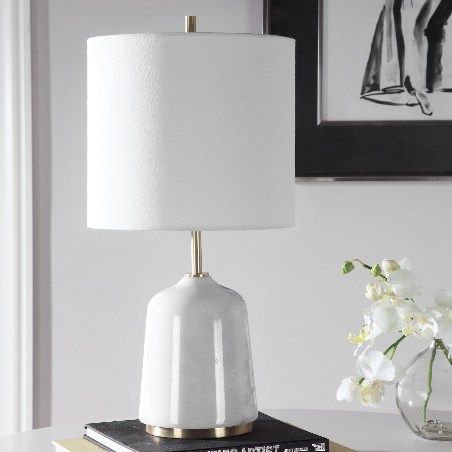 Eloise - Marble Table Lamp - White