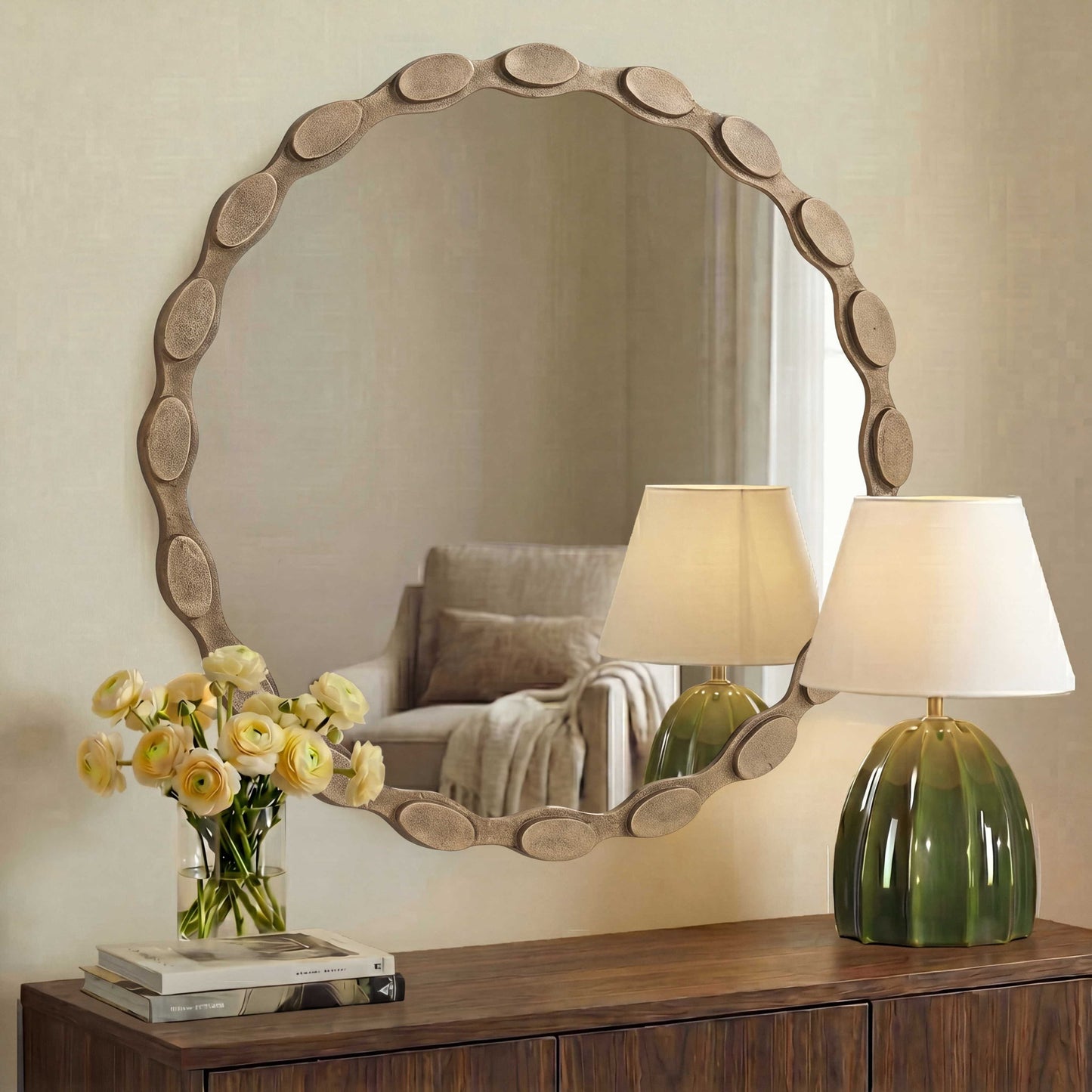 Marietta - Round Brass Mirror - Brass / Gold