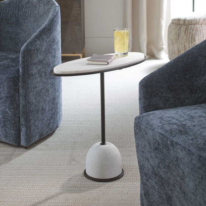 Morro - Marble Side Table - White / Black