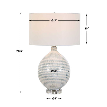 Clary - Horizontally Striped Table Lamp - Gray / White