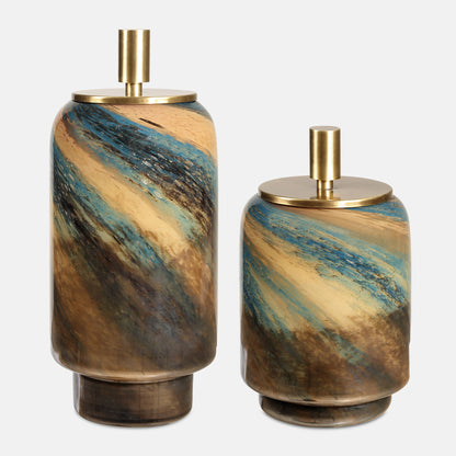 Celestial Tide - Glass Containers (Set of 2) - Bronze