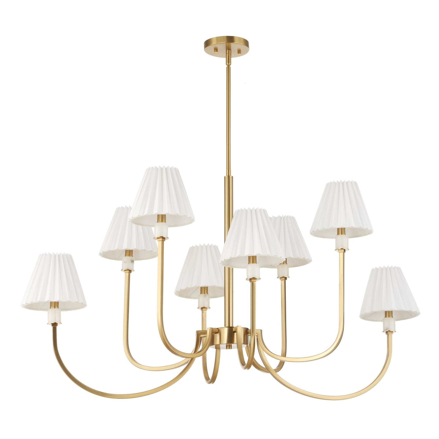 Poppins - 8 Light Brass Chandelier - White / Gold