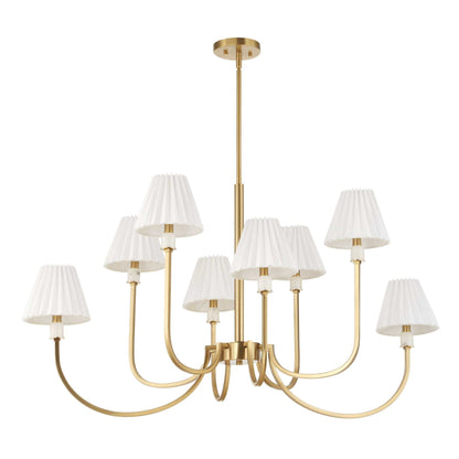 Poppins - 8 Light Brass Chandelier - White / Gold