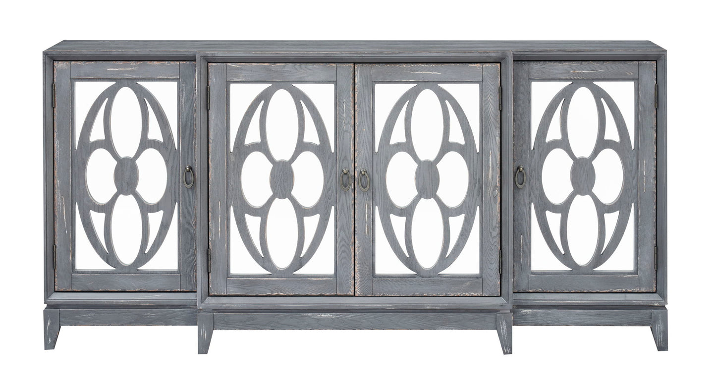 Hawke - Four Door Credenza - Grayton Gray / Mirror