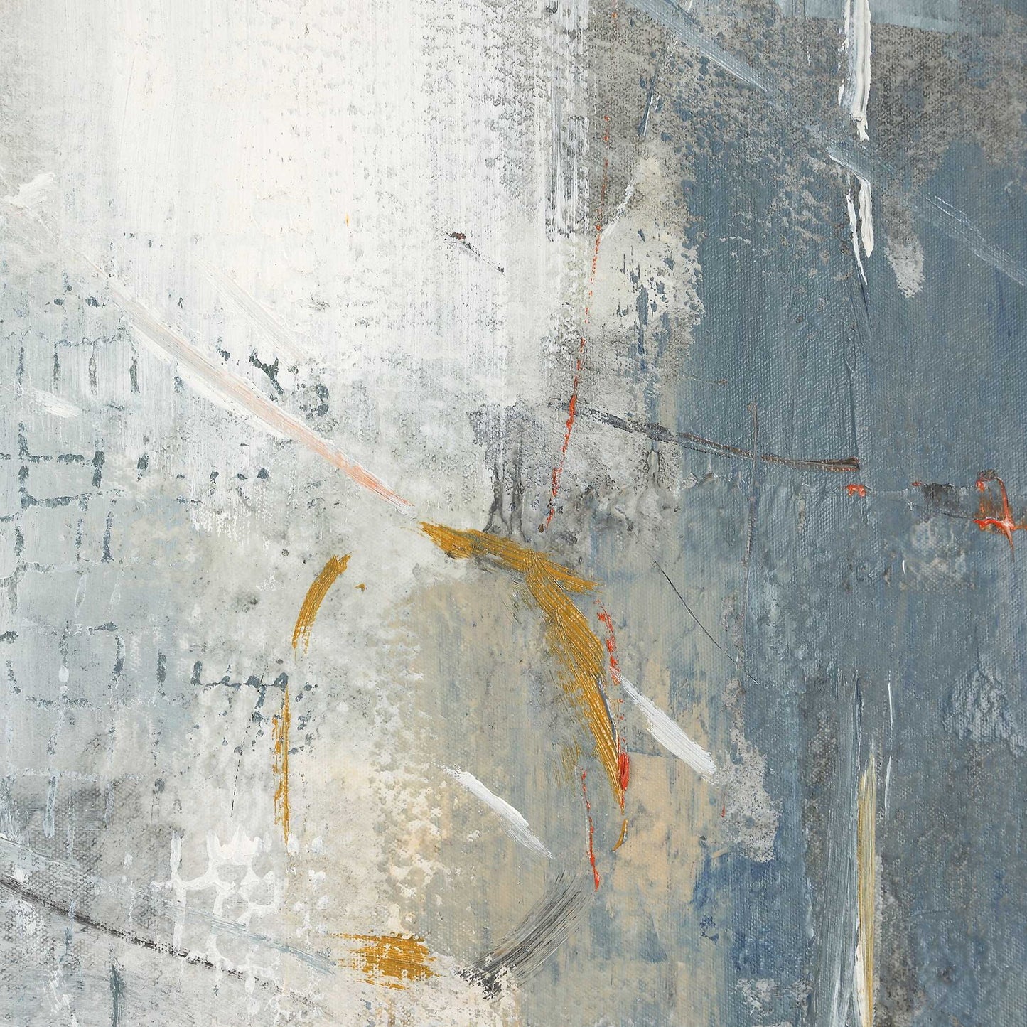 Blueprint - Hand Painted Modern Art - Black / Blue / Gold / Gray / Orange / White