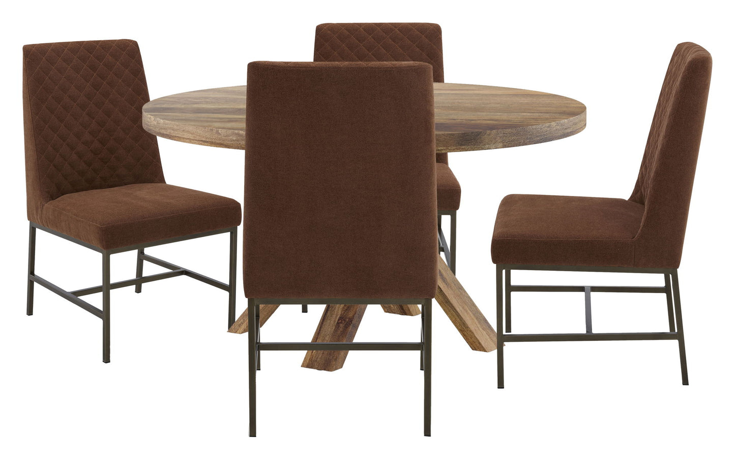 Crossings - Round Dining Table With 4 Upholstered Chairs