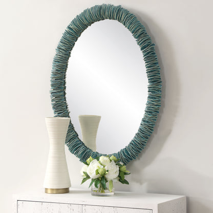 Bonaire - Oval Mirror - Teal Blue