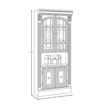Huntington - Glass Door Cabinet - Antique Vintage Pecan