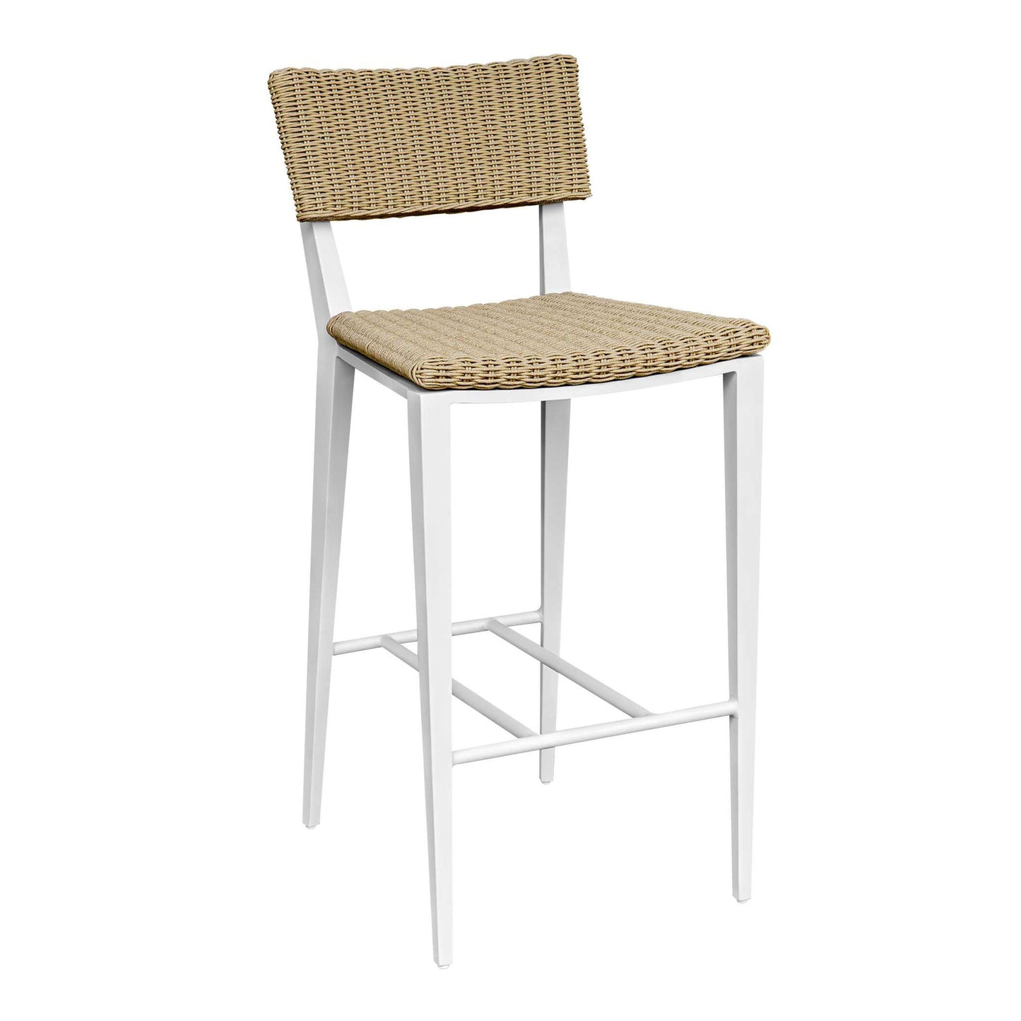 Calbas - Outdoor Bar Stool - White / Woodtone