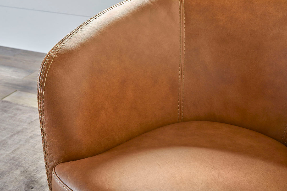 Barolo - 100% Italian Leather Swivel Club Chair (Set of 2)