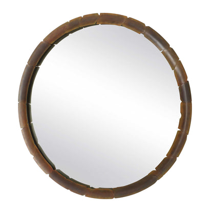 Auger - Amber Glass Round Mirror - Bronze
