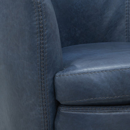 Barolo - 100% Italian Leather Swivel Club Chair (Set of 2)