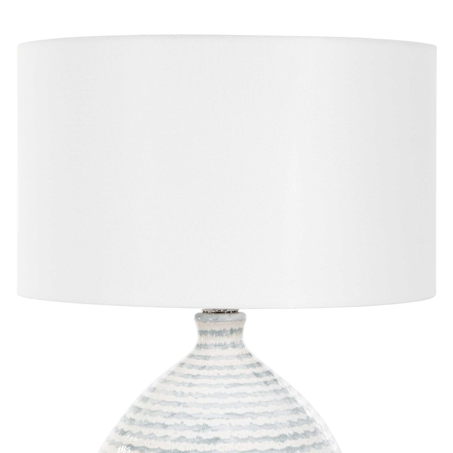 Clary - Horizontally Striped Table Lamp - Gray / White