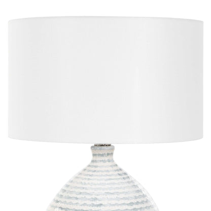 Clary - Horizontally Striped Table Lamp - Gray / White