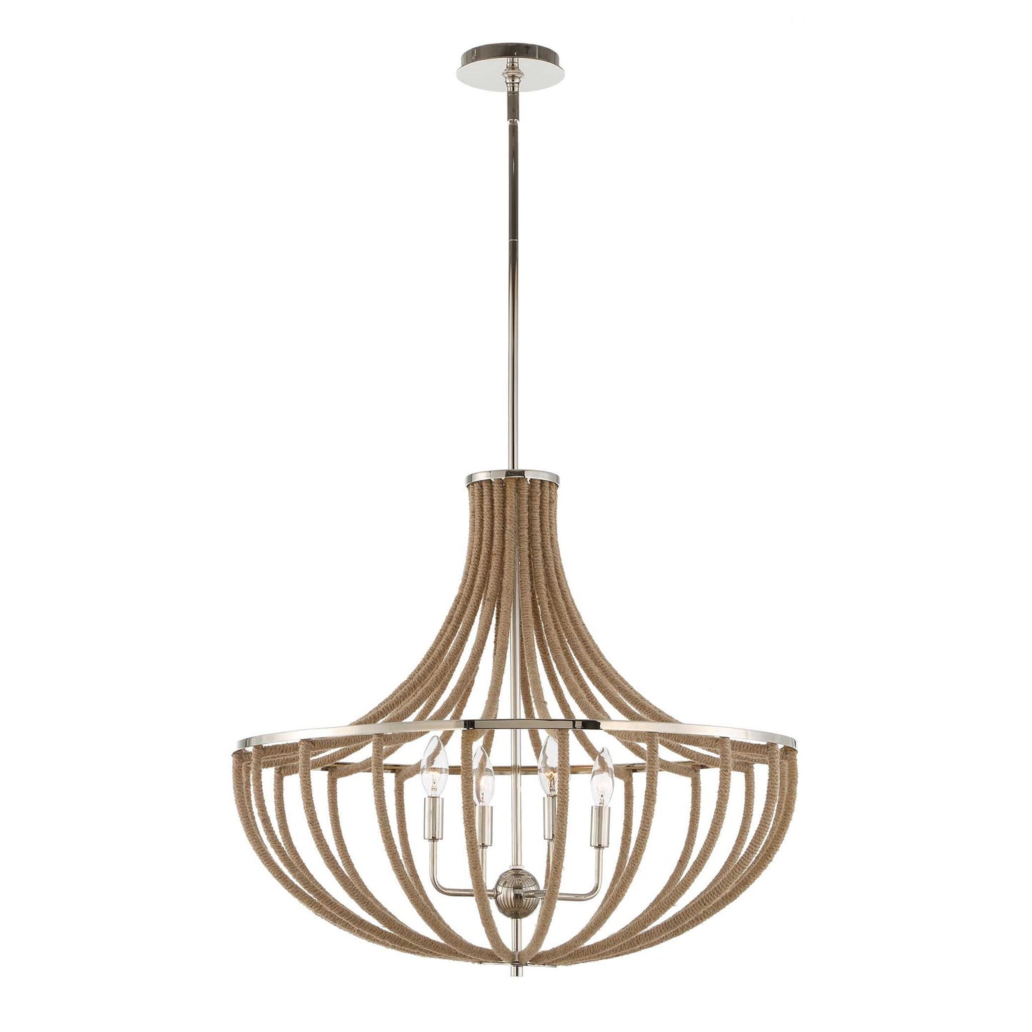 Lovelock - 4 Light Rope Empire Chandelier - Light Brown