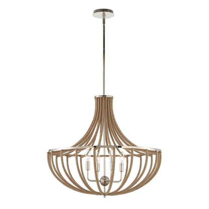 Lovelock - 4 Light Rope Empire Chandelier - Light Brown