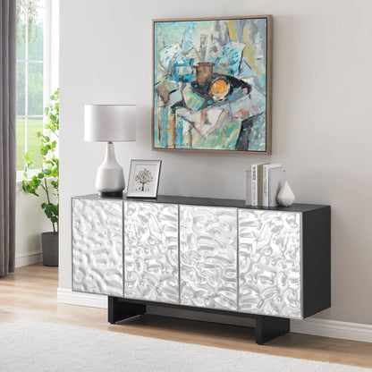 Gunton - Four Door Credenza - Silver / Black