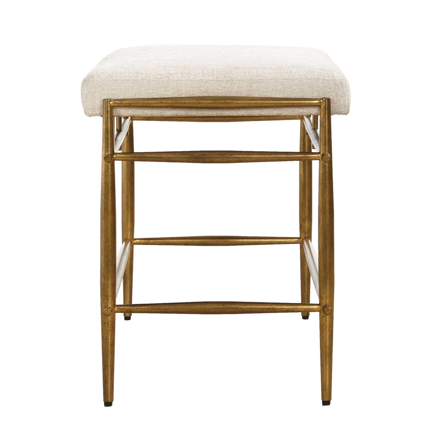 Karleen - Plush Small Brass Bench - White