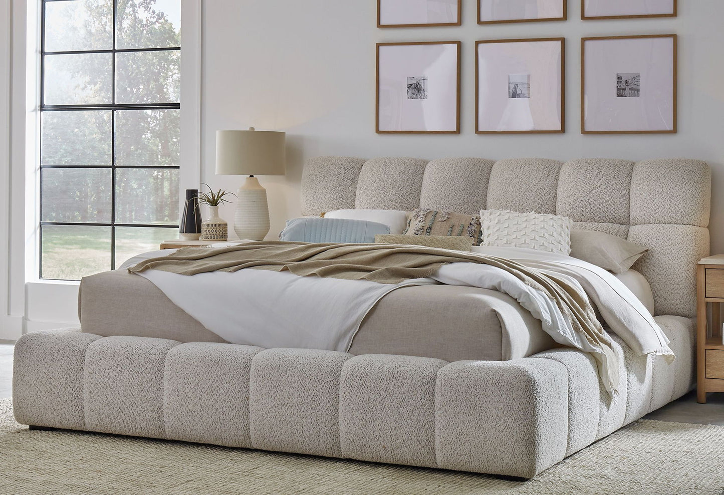 Escape - Fluffy River Rock Upholstered Bed
