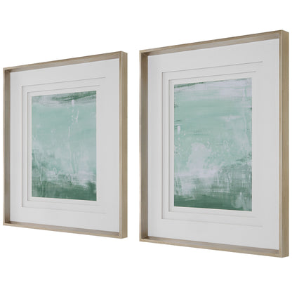 Coastal - Patina Modern Framed Prints (Set of 2) - Green