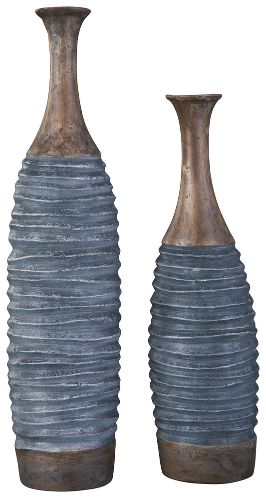 BLAYZE - Antique Gray / Brown - Vase Set (Set of 2)