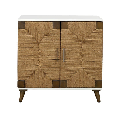 Egret - Two Door Cabinet - White / Jute