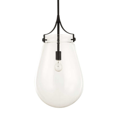 Dewdrop - 1 Light Glass Shade Pendant - Black