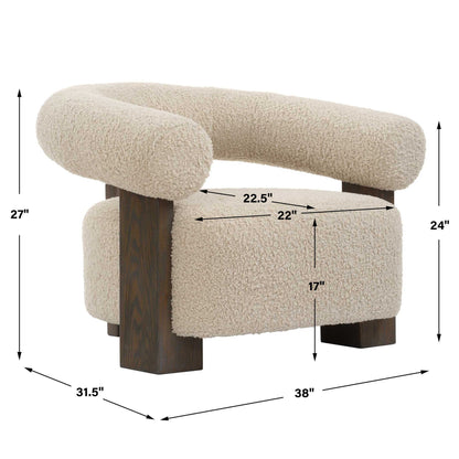 Lennox - Shearling Accent Chair - Beige / Brown