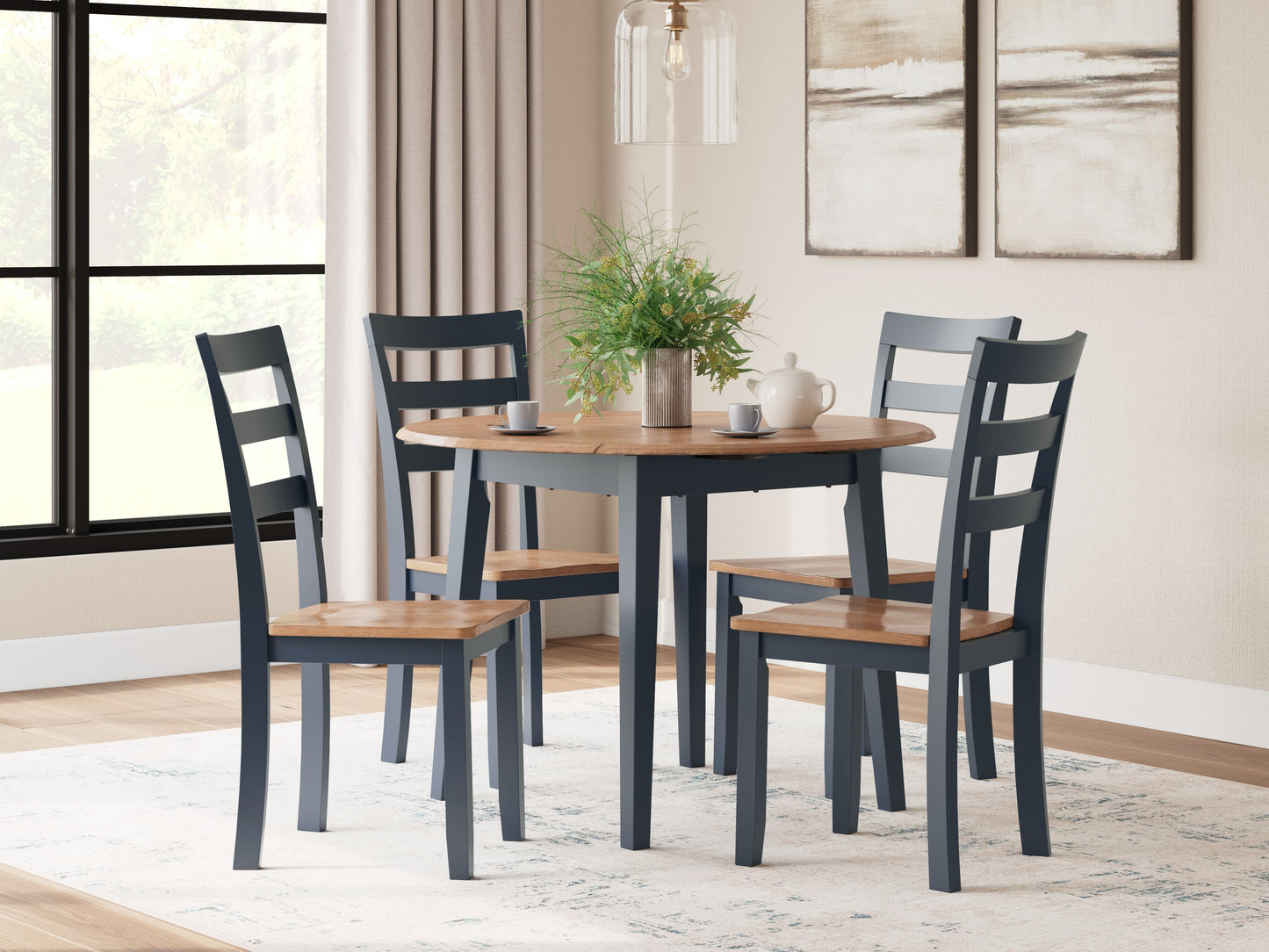 Gesthaven - Round Dining Room Drop Leaf Table Set