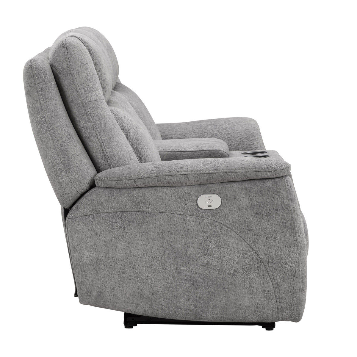 Linus - Zero Gravity Power Reclining Console Loveseat - Hudson Gray