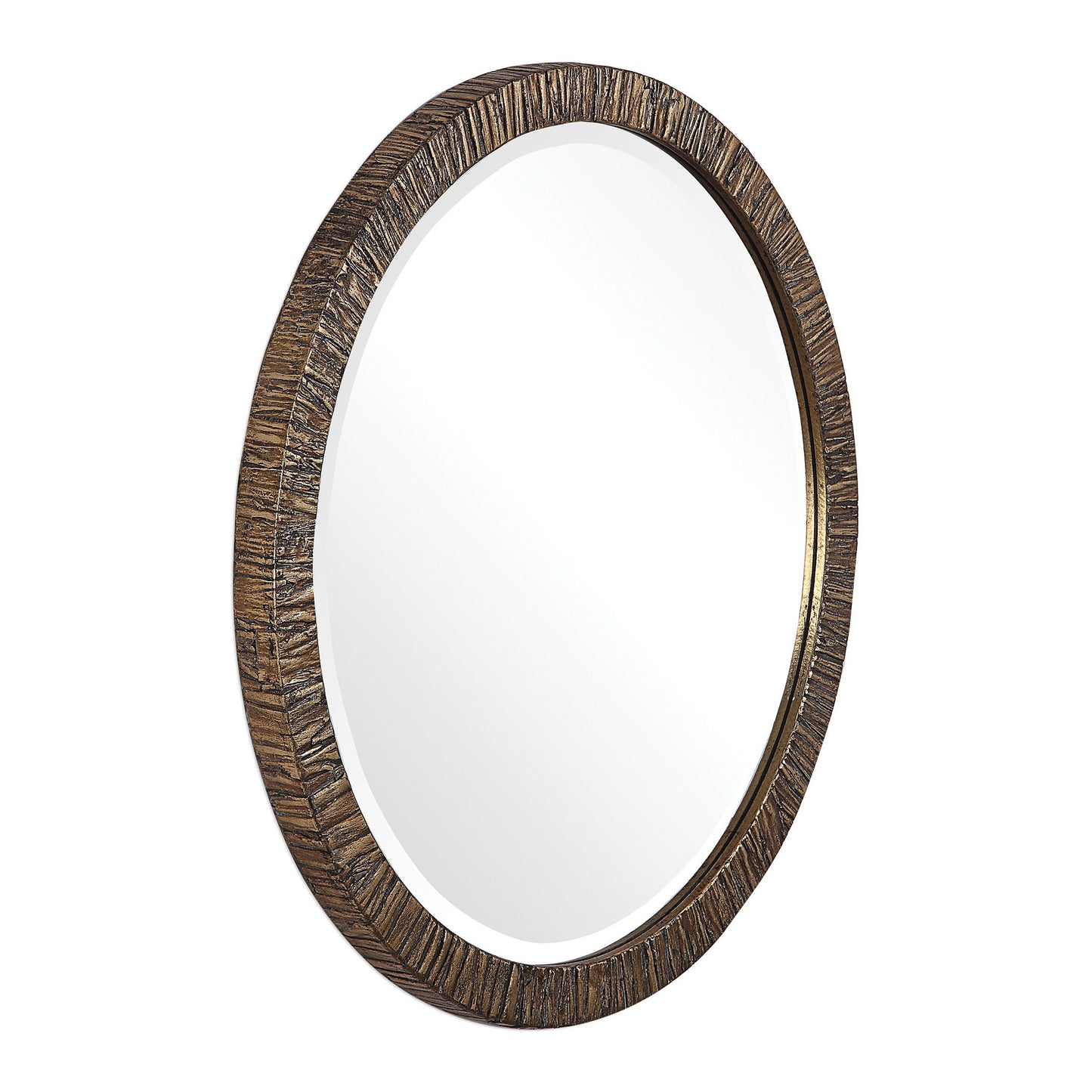 Wayde - Bark Round Mirror - Gold