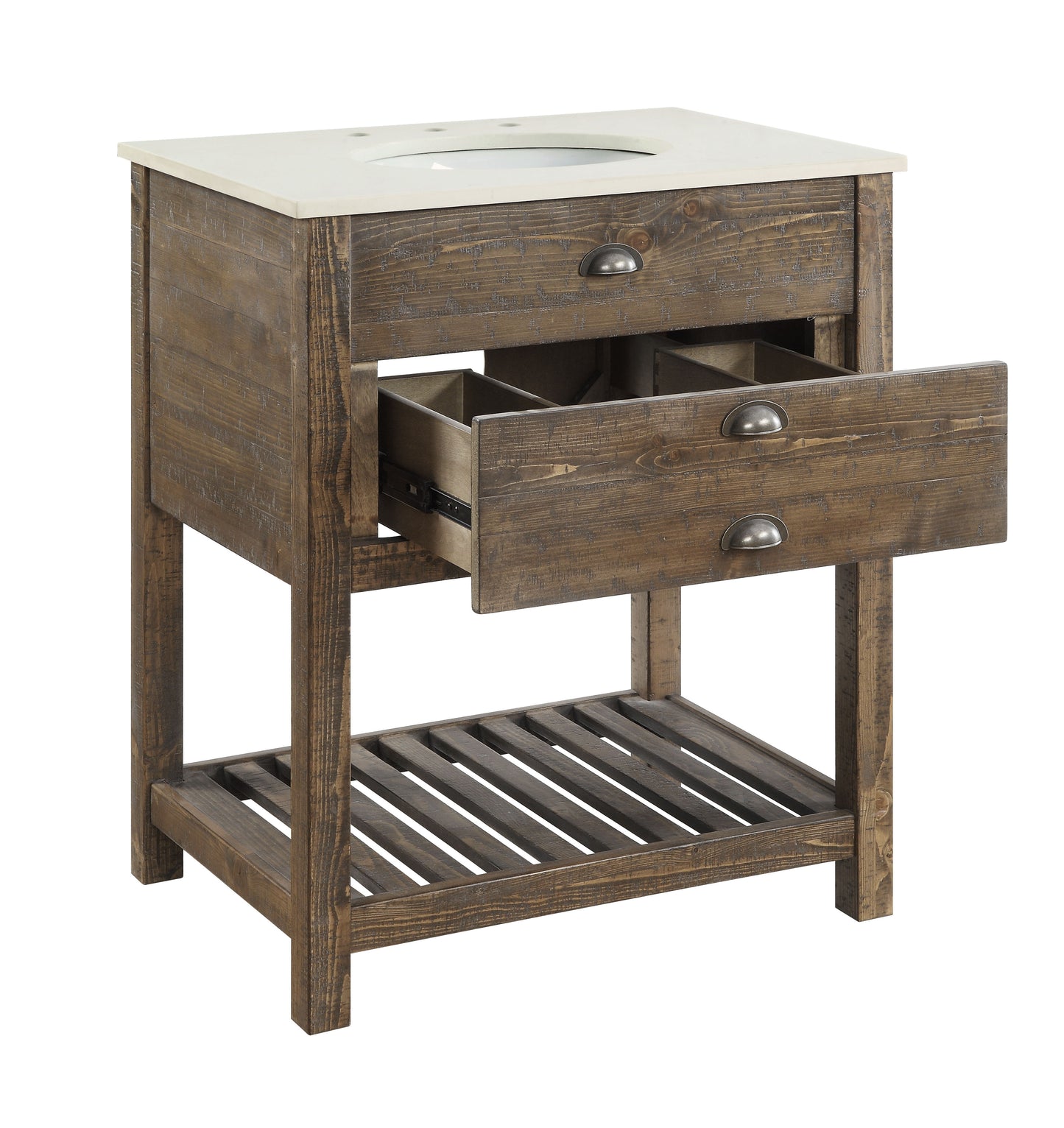 Anne - One Drawer Single Vanity Sink - Cayhill Distressed Brown