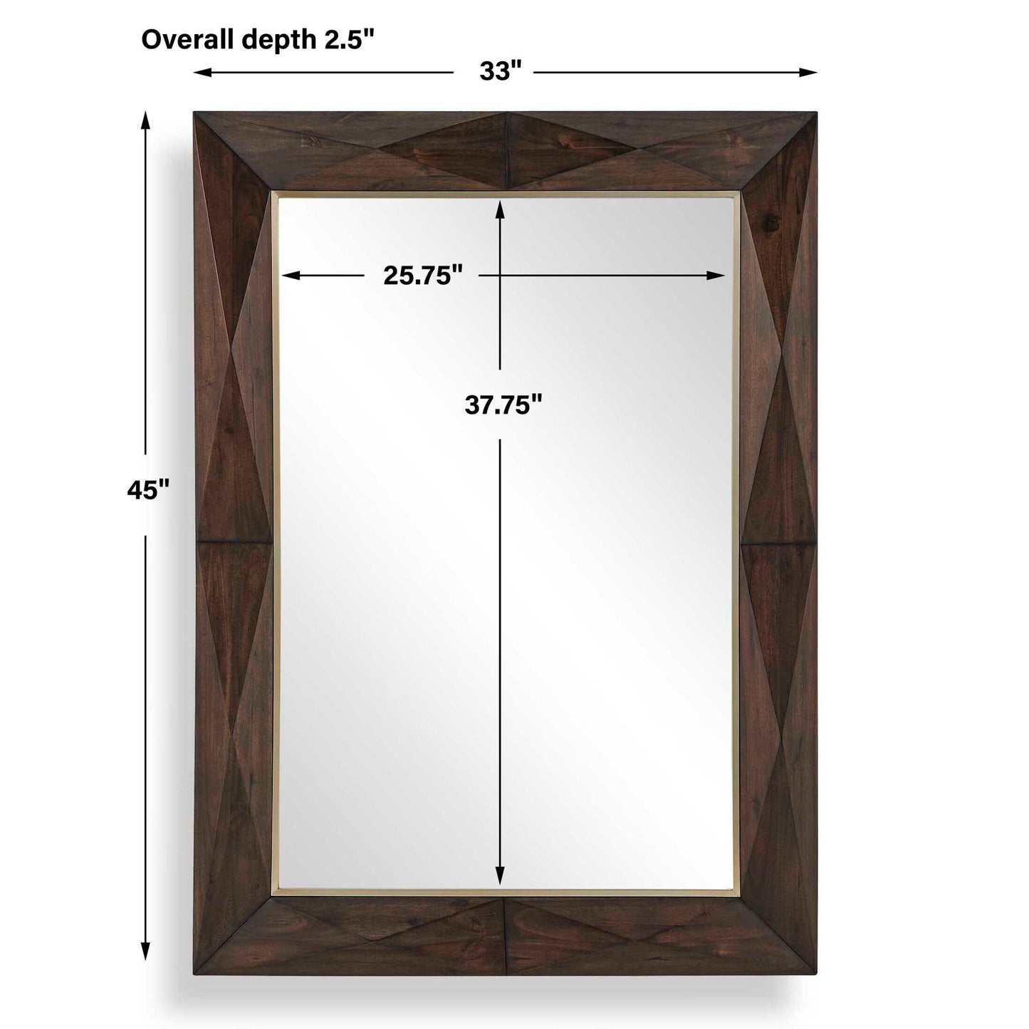 Diamond In The Rough - Wood Mirror - Gold / Woodtone