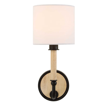 Franconia - 1 Light Wooden Sconce - Black / Light Brown