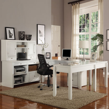 Boca - U Shape Desk With Credenza File And Hutch - Cottage White