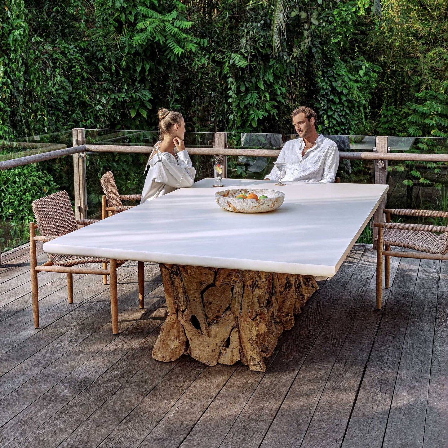Stonewood - Indoor-Outdoor Ping-Pong Dining Table - White / Woodtone