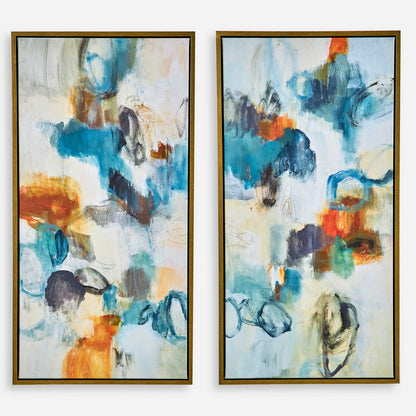 Casual Moments - Framed Abstract Art (Set of 2) - Blue