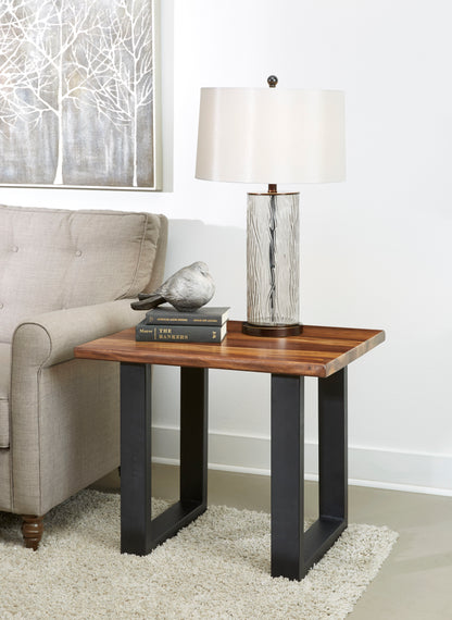 Brownstone II - Table With Natural Live Edge Top And Metal Base