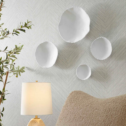 Lucky Coins - Metal Wall Bowls (Set of 4) - White